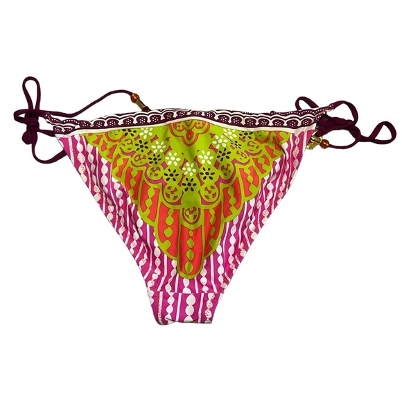 Trina Turk Electric Trellis Side Tie Hipster Bikini Bottom Multi-Color Retro Geo - Picture 2 of 4